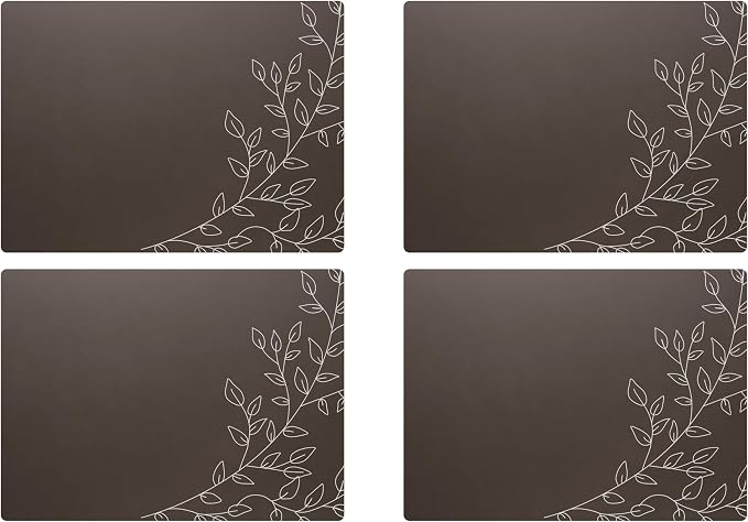Royalty Art Boho Placemats, Set of 4, Brown, Non-Slip Cork Backed | Wipeable heat resistant surface, kitchen and dining table protection, floral farmhouse pattern - Image 5