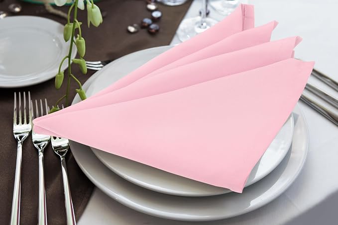Utopia Home [24 Pack, Pink] Cloth Napkins 17x17 Inches, 100% Polyester | Hemmed Edges, Washable and Reusable Ideal for Parties, Weddings and Dinners - Image 4