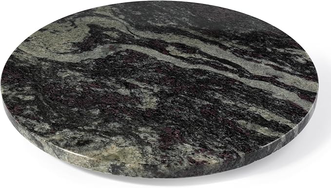 16'' Black Marble Lazy Susan Marble Turntable for Kitchen Dinning, Lazy Susans Organizer for Cabinet, Serving Rotation Spinning Tabletop Organizer Swiveling, Spice Rack Storage(Black Fantasy) by Koville