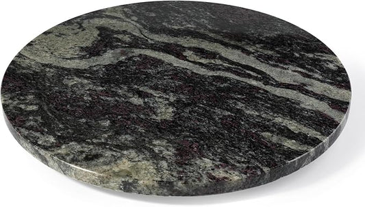 16'' Black Marble Lazy Susan Marble Turntable for Kitchen Dinning, Lazy Susans Organizer for Cabinet, Serving Rotation Spinning Tabletop Organizer Swiveling, Spice Rack Storage(Black Fantasy) by Koville