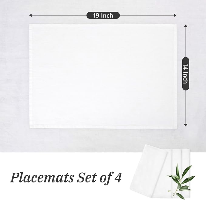 Linen Placemats 14x19Inch Set of 4,100% Linen Placemats Natural Rustic Tablemats for Easter,Mother's Day,Summer,Handcrafted from European Flax(White) - Image 4