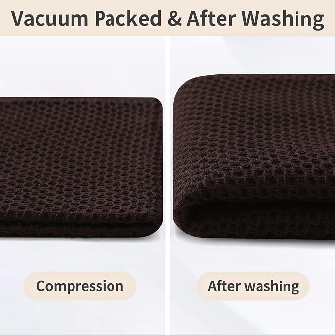 Homaxy 12 Pack 100% Cotton Kitchen Towels and Dishcloths Set, Dark Brown | 12 x 12 Inches and 13 x 28 Inches Kitchen Towels Set, Ultra Soft Absorbent Dish Cloths for Washing Dishes - Image 8