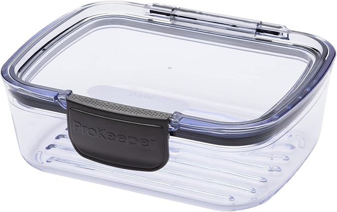Progressive Prokeeper + Deli Storage Set: Air-Tight Silicone Sealed Containers w Grooved Bottom, Dry Erase Lid, BPA-Free, Stackable, Keeps Meats & Cheeses Fresh Longer, PKS-705C Mini Deli 0.69L by ProgressiveInternational
