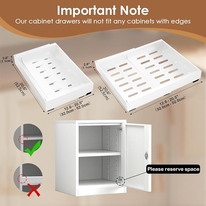 THMINS 4 Pack Pull Out Cabinet Organizer, 21" Deep Expandable(12.6"-20.5") Heavy Duty Slide Out Drawers, Pull Out Drawers for Cabinets Suitable for Kitchen Storage (White) - Image 3