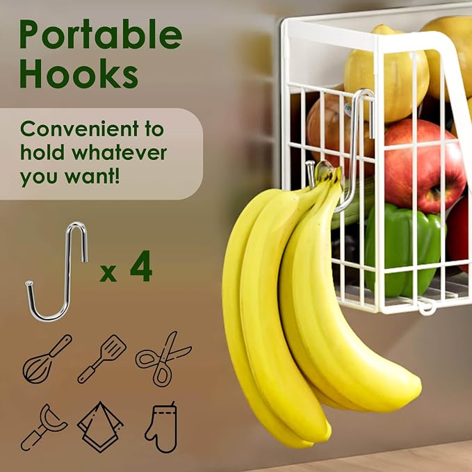2 Set Magnetic Fridge Shelf, White Magnetic Fruit Basket for Fridge | Potato and Onion Storage Bins, Wire Baskets Magnet Shelves Spice Rack for Refrigerator Laundry Kitchen Organizer and Storage - Image 5