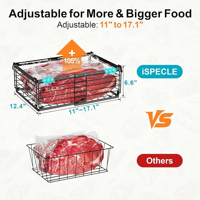 Freezer Organizer Bins - Adjustable Fits Chest Freezers 10-20 Cu Ft | 4 Pack Stackable Wire Baskets, Easy Access & Quick Organization, Sturdy Steel Rack Holds Frozen Meat and Vegetables, Black - Image 5