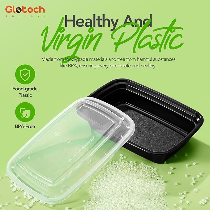 Meal Prep Containers 38oz-50 Pack (100-Piece) Reusable Large Food Storage Containers with Lids Microwave, Freezer, Dishwasher Safe - Leakproof & BPA Free Durable Plastic Bento Box for To Go Take Out - Image 7