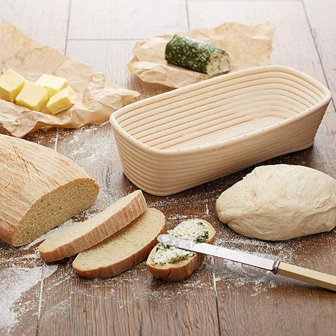 2 PCS 10 inch Oval Long Banneton Brotform Bread Dough Proofing Rising Rattan Basket & Liner for Professional & Home Bakers - Image 6