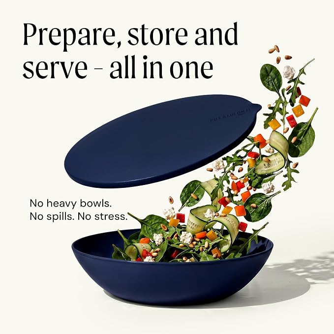 Large Serving Bowl with Lid - Certified Recycled Food-Safe Plastic, BPA-Free, Dishwasher, Microwave, Fridge and Freezer Safe | 4.96qt | Elderberry - Image 2