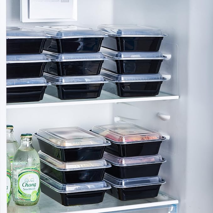 FULIGN 24 oz Meal Prep Containers With Lids Reusable 50 Pack Extra-thick Plastic Food Storage Black Disposable To Go Lunch Box BPA Free Stackable Microwave Dishwasher Freezer Safe - Image 5