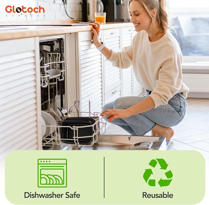 Glotoch 28oz Meal Prep Containers, 10 Pack (20-Piece) Reusable Food Storage Containers with Lids Microwave, Freezer, Dishwasher Safe - Leakproof & BPA Free Durable Plastic Lunch Box To Go Take Out - Image 3