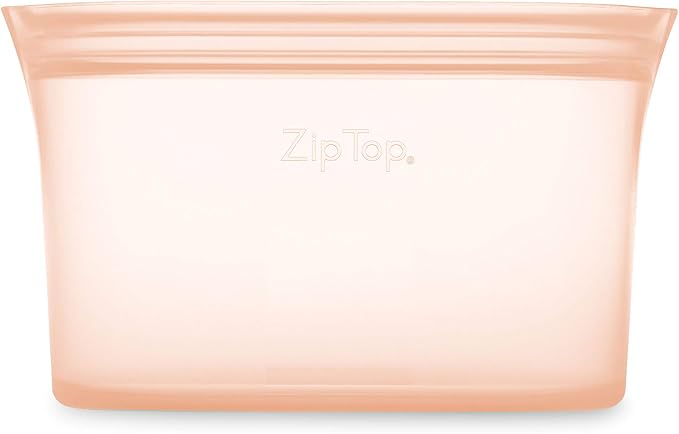 Zip Top Reusable Food Storage Bags | Small Dish [Peach] | Silicone Meal Prep Container | Microwave, Dishwasher and Freezer Safe | Made in the USA - Image 2