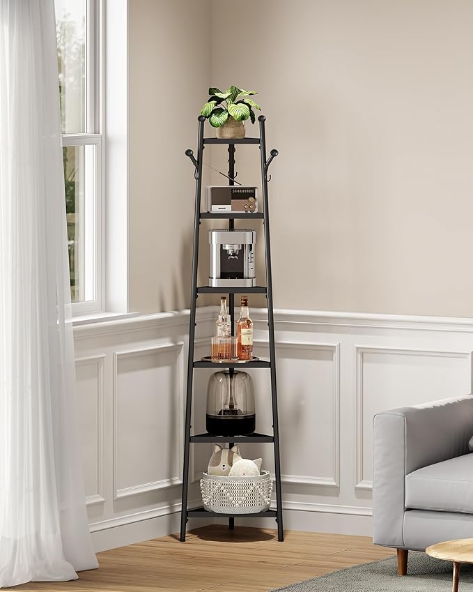 Pot Racks, 6-Tier Cookware Stand, Triangle Shelf Storage Tower for Kitchen, Pans Pots Storage Rack, Metal Wire Shelf Organizer, Corner Shelf, for Kitchen, Living Room, Black TPR15BB - Image 2