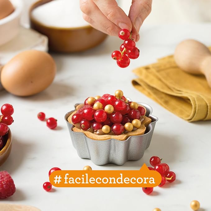 Decora 0075050 Non-Stick Steel Round Design Tart Pan 3.14" Diameter x 1.18" High with Loose Removable Bottom, for Easy Demolding, Professional Design Registered, Patented - Image 5