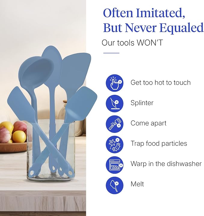 GIR: Get It Right 5-Piece Silicone Ultimate Kitchen utensils set - Ladle, Spatula, Flip, Spoon & Spoonula - Non toxic cooking utensils for Nonstick Cookware, Cooking and Baking - Slate - Image 5