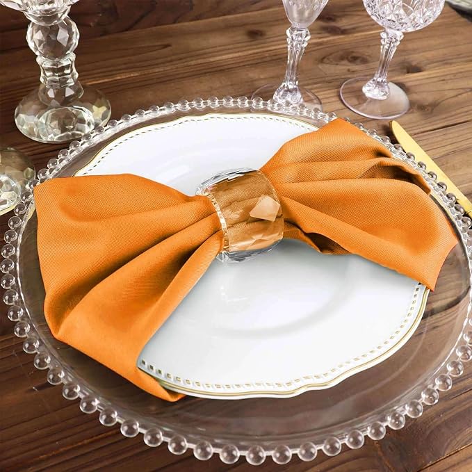 Efavormart Premium Cloth Napkins Set of 10, 17x17 Inch Orange Seamless Dinner Napkins, Washable Linen Table Napkin Cloth with Hemmed Edges for Weddings, Party and Banquet - Image 8