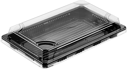 Restaurantware Plastic Sushi Trays 100 Pack of 8.2 x 5.3 x 1.57 Inch With Clear Lids Leak-Resistant Sushi Take Out Boxes Stackable Containers For Grab-And-Go by Restaurantware