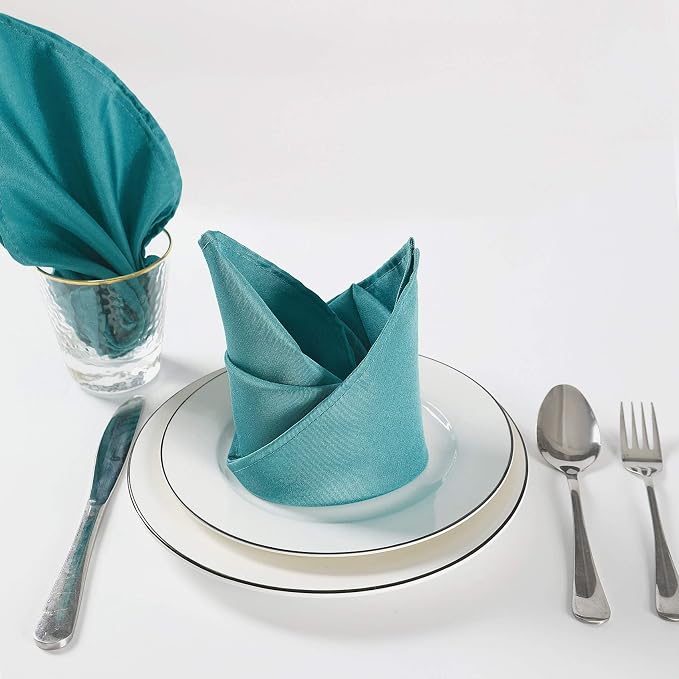 Cloth Napkins 20x20 inch Washable Polyester Dinner Napkins Soft Table Napkins for Wedding Party Dining Banquet(Teal,50PCS) - Image 5