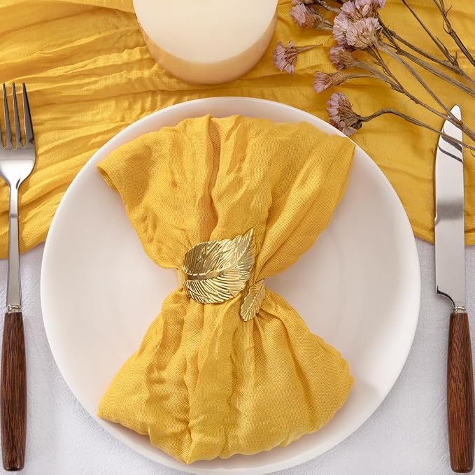 Cheesecloth Napkins Gold Cloth Napkins Table Napkin Bulk,Set of 50 | 21''x21'',Washable Boho Table Gauze Fabric Napkins,for Wedding Baby Bridal Shower Dinner Party Decor - Image 2