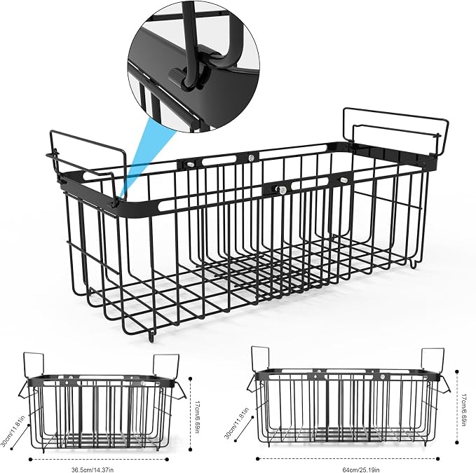 Freezer Organizer Bins, 2 Pack Expandable Stackable Chest Freezer Containers with Hanging Handles, Adjustable From 14.6" to 24.8" Storage Baskets for Fridge, Deep Freezer, Cabinet, Kitchen, Pantry - Image 3