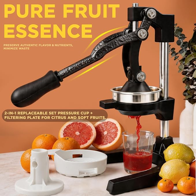 Cast Iron Juicer,Manual Juicer Hand Press,Orange Lemon Squeezer,Heavy Duty Manual Juicer,Professional Citrus Juicer Fruit Juice -Stainless Steel,Easy to Clean Black - Image 6