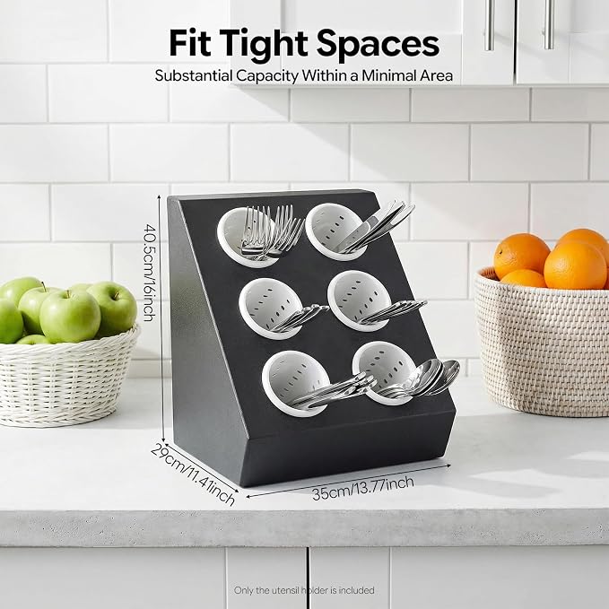 6-Compartment Plastic Utensil Holder，Flatware Cylinder Storage Caddy for Kitchen, Bars, Coffee Shops, Restaurants, Hotels - Image 3
