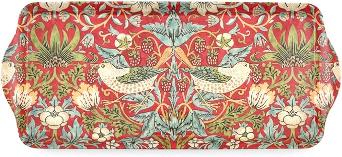 Pimpernel Morris & Co Strawberry Thief Red Collection Sandwich Tray | Serving Platter | Crudité and Appetizer Tray for Indoor and Outdoor use, Made of Melamine, Measures 15.1" x 6.5", Dishwasher Safe by Pimpernel