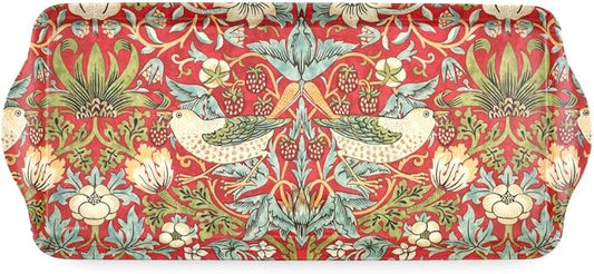 Pimpernel Morris & Co Strawberry Thief Red Collection Sandwich Tray | Serving Platter | Crudité and Appetizer Tray for Indoor and Outdoor use, Made of Melamine, Measures 15.1" x 6.5", Dishwasher Safe by Pimpernel