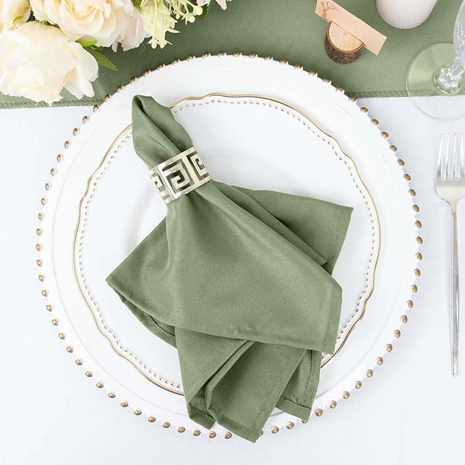Efavormart Premium Cloth Napkins Set of 5, 17x17 Inch Eucalyptus Dusty Sage Seamless Dinner Napkins, Washable Linen Table Napkin Cloth with Hemmed Edges for Weddings, Party and Banquet - Image 7