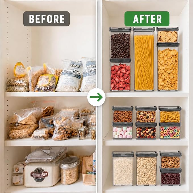 Leakproof Food Storage Container Set with Twist-Lock Lids, 3-Pack BPA-Free Stackable Pantry Canisters for Sugar, Flour, Pasta, Snacks(0.8qt (3.2 Cup), 1.9qt (7.6 Cup), 3qt (12 Cup)- Green - Image 2