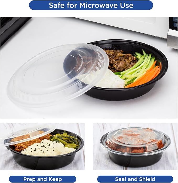 Karat Meal Prep Containers [16 oz - 150 ct] Reusable & Disposable Take Out Bowls with Lids - Microwave & Dishwasher Safe Bento Boxes - Image 5