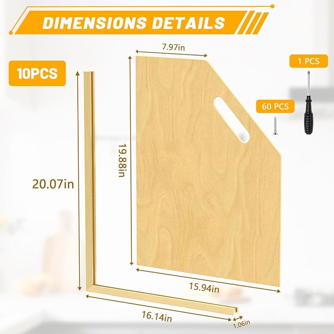 10 Pack Wood Tray Dividers Organizer For Kitchen Cabinet | Adjustable Vertical Cookie Sheet Organizer, Cabinet Dividers Organizer For Pots, Cutting Board, Pans, Lids, Baking Sheets - Image 3