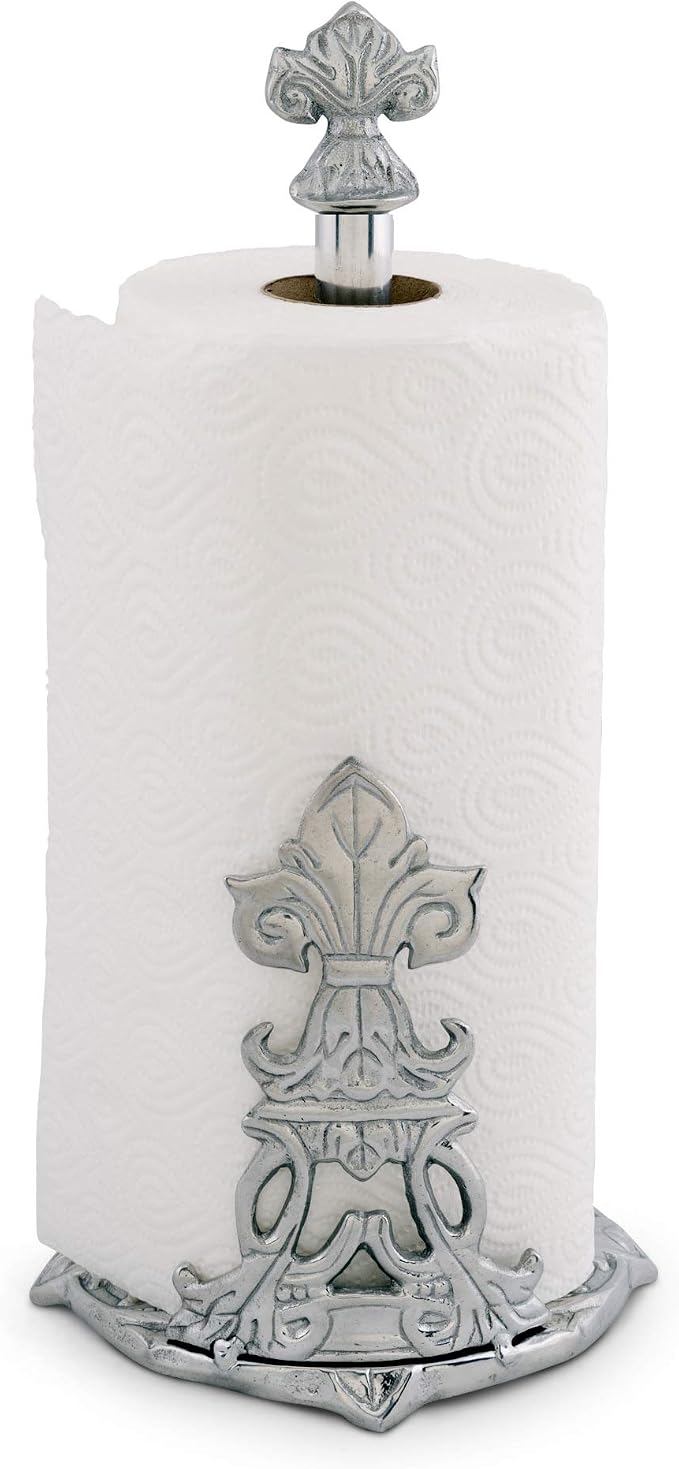 Arthur Court Designs Decorative Countertop Fleur-De-Lis French Paper Towel Holder - Aluminum Metal on Countertop 13 inch Standing Tall - Image 4