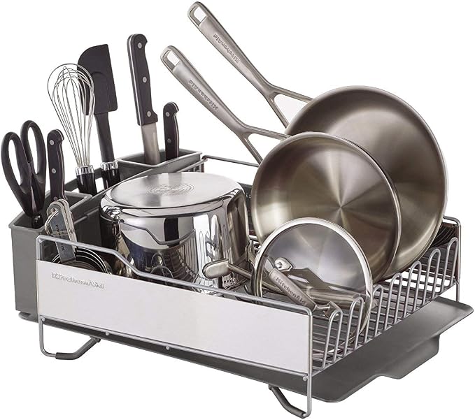KitchenAid Large Capacity Dish Rack with OXO Good Grips SimplyTear Paper Towel Holder - Image 2