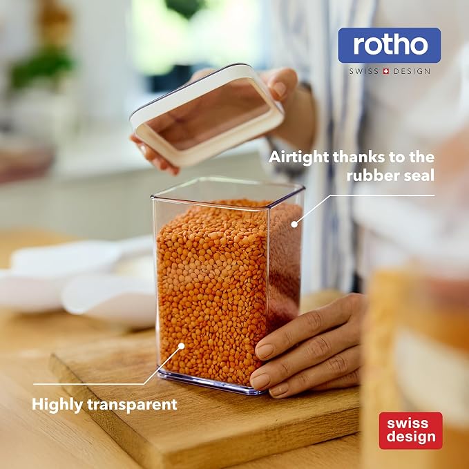 Rotho Loft Storage Box Set of 24 Plastic Boxes with Lid Airtight White | Airtight Storage Box, Plastic Boxes with Lid, Rotho Storage Jars, Aroma-proof, Stackable, Modular, Dishwasher Safe - Image 4