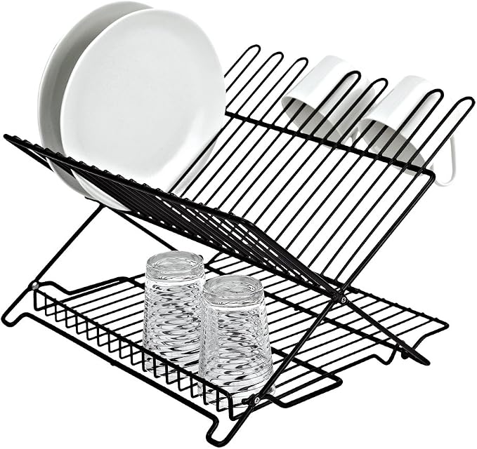 Better Houseware 1483 Junior Folding Dish Rack, Black by BetterHouseware