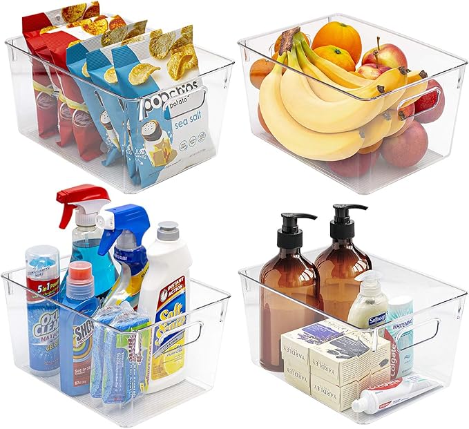 Sorbus Medium Clear Plastic Storage Bins for Shelves, Clothes, with Handle - Clear Storage Bins, Drawer, Shelf, Closet, Pantry, Fridge, Freezer Organizer Bins, Closet Organizers and Storage (8 pack) - Image 4