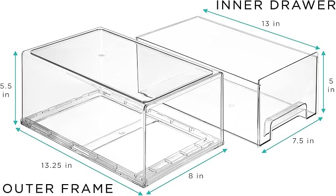 Sorbus Plastic Storage Bins Stackable Clear Pantry Organizer Box Bin for Organizing Kitchen Fridge, Food, Snack Pantry, Fruit, Vegetables, Bathroom, Wide & Narrow Deep (4 Pack) - Image 5