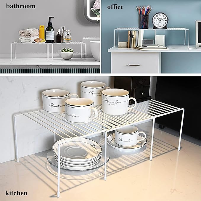 Orgneas Expandable Cabinet Shelf Organizer, Rustproof Metal Shelf Riser Kitchen Counter Storage Organizer Rack for Fridge, Cabinet, Pantry and Bathroom with Scratch Resistant Feet - Image 6