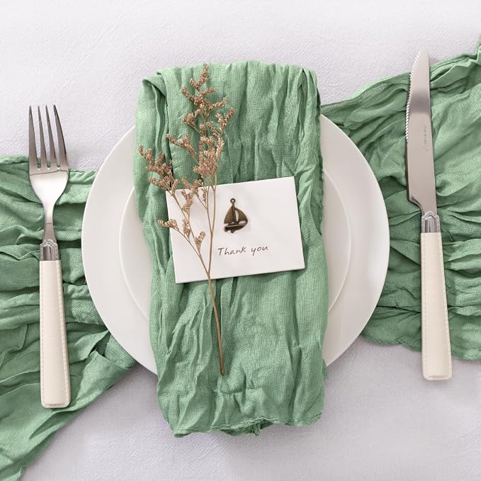 Cheesecloth Napkins Sage Green Cloth Napkins Bulk,Set of 50 | 21''x21'',Washable Boho Table Gauze Fabric Napkins,for Wedding Baby Bridal Shower Dinner Party Decor - Image 4