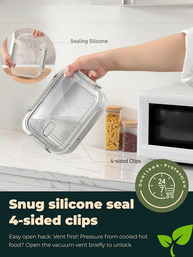 Stainless Steel Food Storage Containers, Silver, Combo | Leak-Proof Latching Lid, Reusable Bento Lunch Box, Oven/Dishwasher/Freezer Safe, 22/44/82oz - Image 5