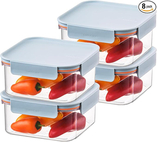 LocknLock Tritan Plastic Bisfree Modular Plus Food Storage Container Set, 8 set (4 containers & 4 Lids)- Navy by LocknLock