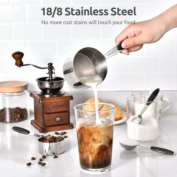 U-Taste 18/8 Stainless Steel Measuring Spoons Set for Dry and Liquid Ingredients(Set of 9), and Upgraded Measuring Cups and Spoons Set of 12 with Reinforced Welded Handle (Black) - Image 5