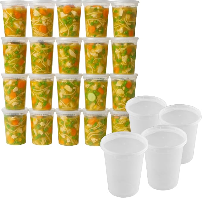 Reusable Plastic BPA-Free Food Storage Deli Container Leak‑Proof | 32oz, 100 set, Heavy Duty, Microwave, Freezer & Dishwasher Safe, Stackable - Image 2