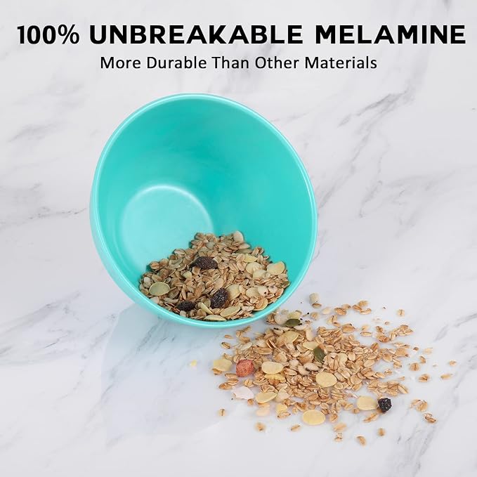 TP Mixing Bowl Set with Lids, 6-Piece Melamine Nesting Bowls Set for Pasta Baking Salad Mixing, Set of 3, Glossy Turquoise - Image 3