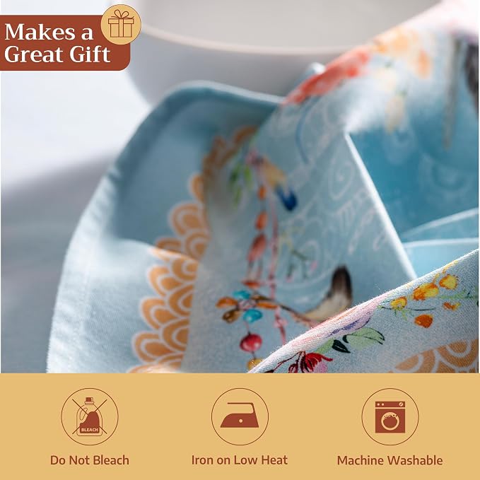 Maison d' Hermine Cloth Napkins Set of 4 Reusable 100% Cotton (20" x 20") | Everyday Square Napkins Cloth Washable Dinner Party Wedding Restaurant Hotel Kitchen Spring Summer - Ibiza - Blue - Image 5