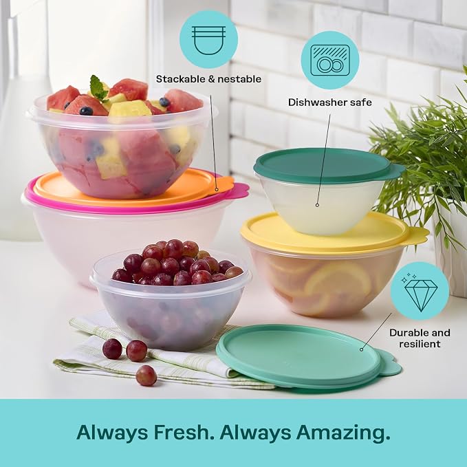 Tupperware Heritage Wonderlier 10 Piece Food Storage Bowl Set in Fauna Colors - Dishwasher Safe & BPA Free - (5 Containers + 5 Lids) - Image 4