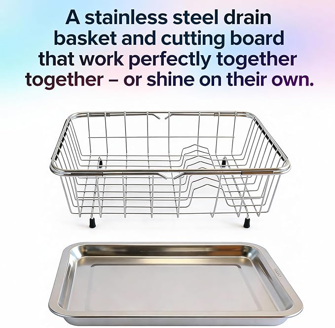 Thickened and Deepened Dish Drying Rack in Sink, Expandable Stainless Steel Dish Drainer with Tray for Kitchen Counter (16x11) - Image 4