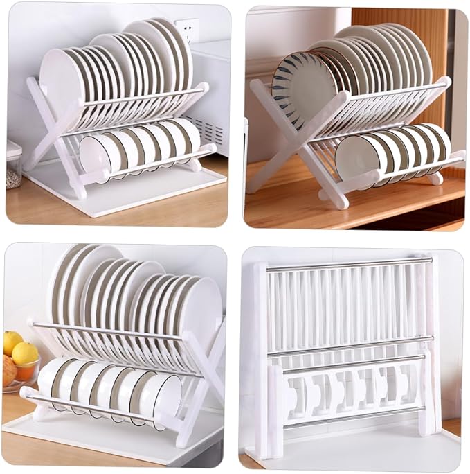 1set Folding Dish Drying Rack Drainboard Space-Saving Kitchen Organizer for Plates Bowls and Utensils Compact Design for Easy Storage Home and Restaurant - Image 2