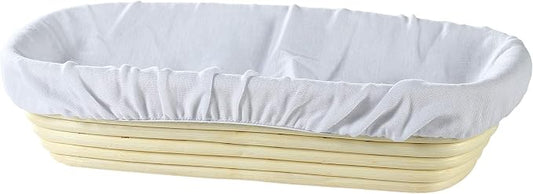 Frieling Rectangular Brotform Proofing Basket - 12 x 5.5-inch, Natural Cane & Cotton Liner - For Sourdough Bread Baking & Rising - Includes Banneton Liner by Frieling